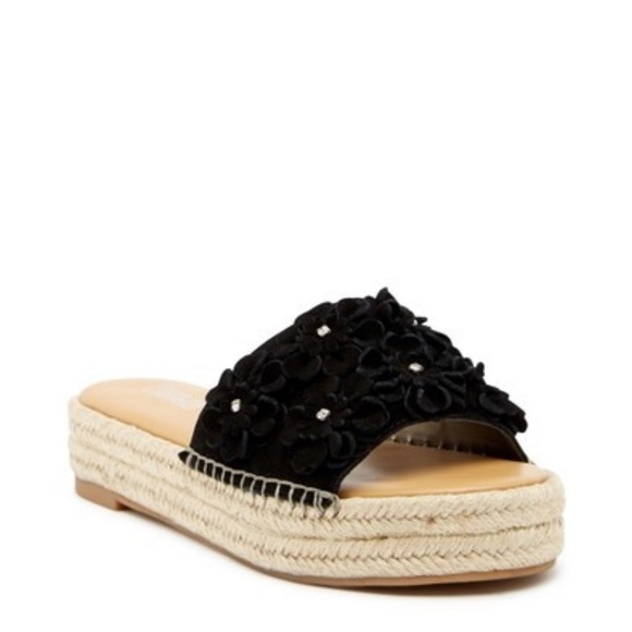 Floral Rhinestones Flat Platform Espadrille Sandal - Picture 1 of 1